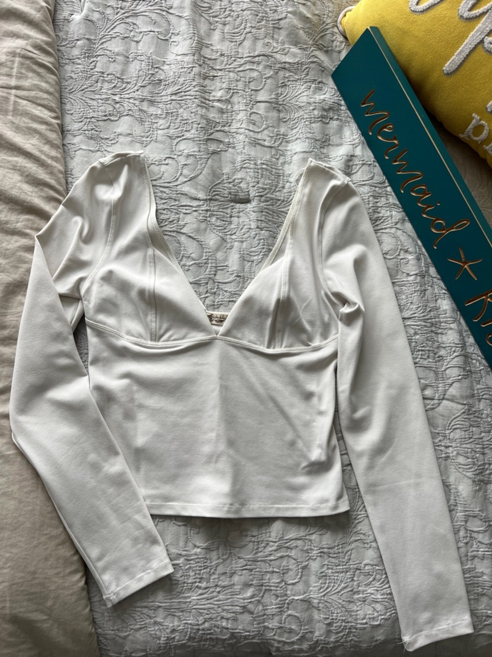 Intimately Free People White Long Sleeve V-Neck Top